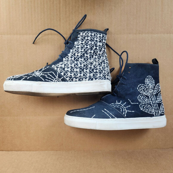 Free People Blue Gansvoort Embroidered Suede Hi Top Moccasin Sneaker Women’s 6 - Picture 8 of 15